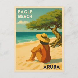 Cartão Postal Cenário de Praia de Aruba Eagle, Viagens vintage R