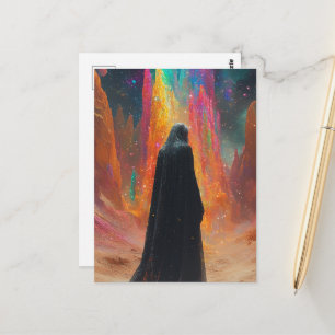 Cartão Postal Cenário fantástico surreal colorido e pessoa