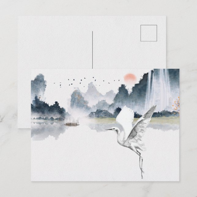Cartão Postal Cenário natural de arte aquática (Frente/Verso)