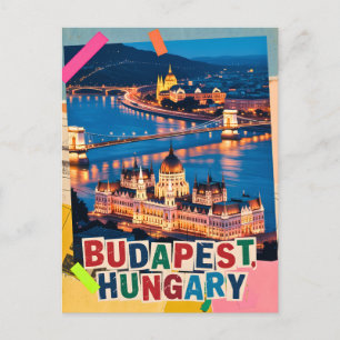 Cartão Postal Cenário Noturno da Cidade de Budapeste Hungria Col