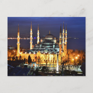 Cartão Postal Cenário Noturno da Mesquita Azul de Istambul Viage