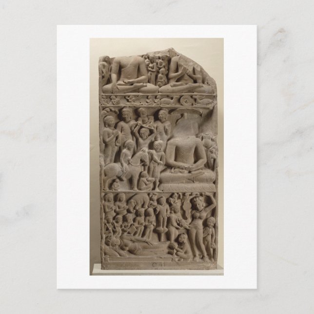 Cartão Postal Cenas da vida de Buda, Sarnath, Uttar Pradesh (Frente)