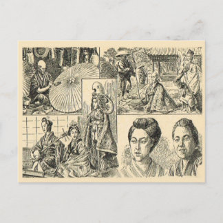 Cartão Postal Cenas da vida japonesa, desenho francês
