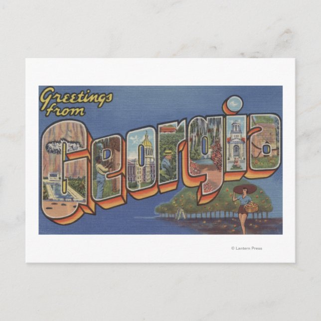 Cartão Postal Cenas de Letra Maiúscula da GeórgiaGeórgia 2 (Frente)