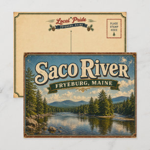 Cartão Postal Cênico do Rio Saco Fryeburg Maine