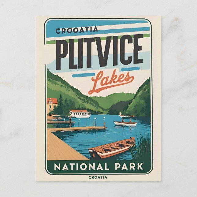 Cartão Postal Cênico dos Lagos de Plitvice Croácia (Frente)