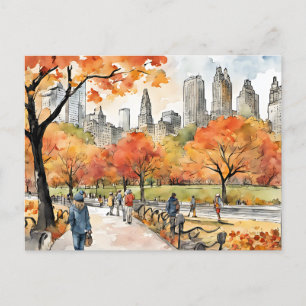 Cartão Postal Central Park, aquarelas, geradas pelo AI,