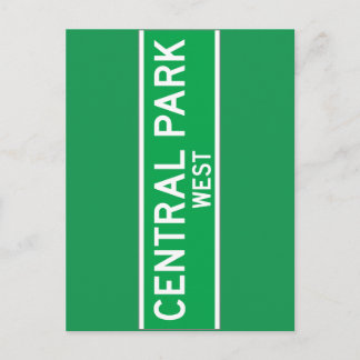 Cartão Postal Central Park West, New York Street Sign
