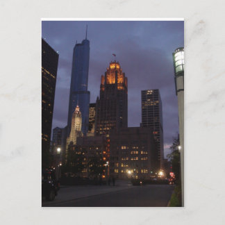Cartão Postal Centro Chicago, IL à noite