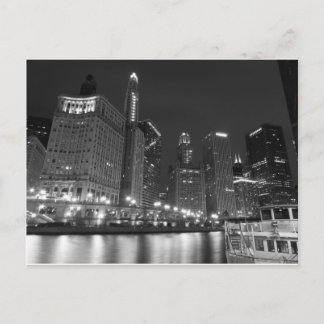 Cartão Postal Centro Chicago, preto e branco