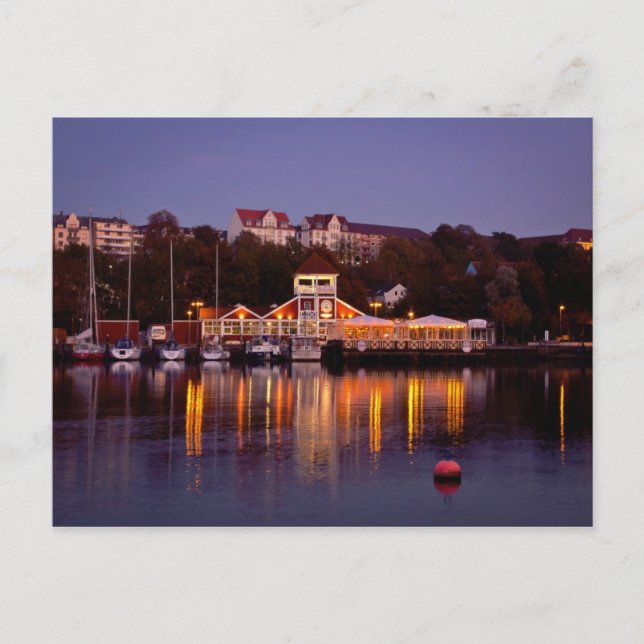 Cartão Postal centro da cidade de Flensburg no norte da Alemanha (Frente)