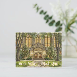Cartão Postal Centro de Ann Arbor, Michigan Estilo Desenhado à M