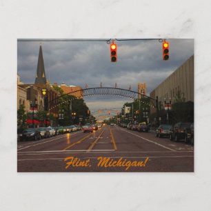Cartão Postal Centro de Flint, Michigan