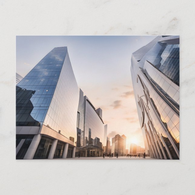 Cartão Postal Centro empresarial moderno da cidade (Frente)