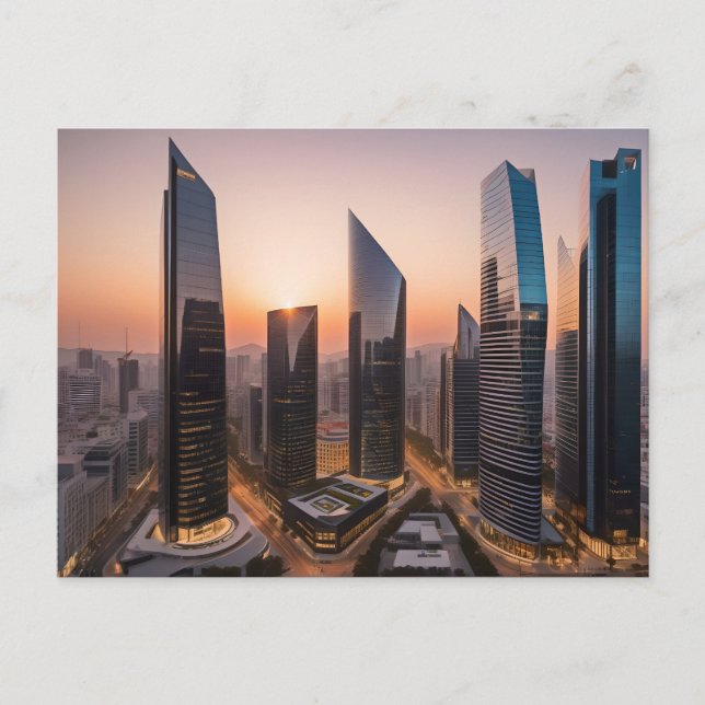 Cartão Postal Centro empresarial moderno da cidade (Frente)