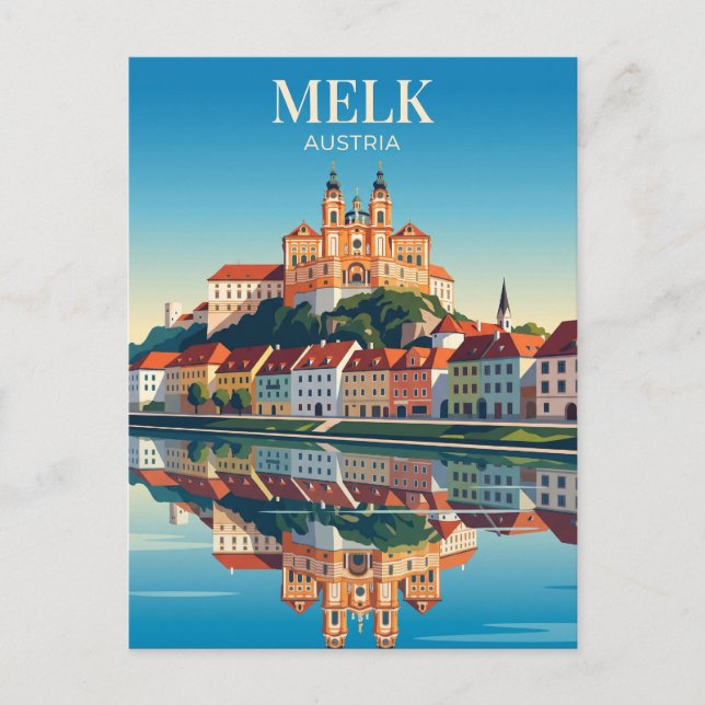 Cartão Postal Centro Histórico de Melk Áustria (Frente)