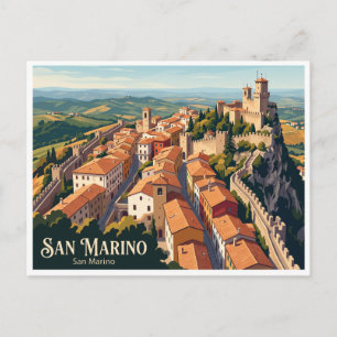 Cartão Postal Centro histórico de San Marino e vista aérea do Mo