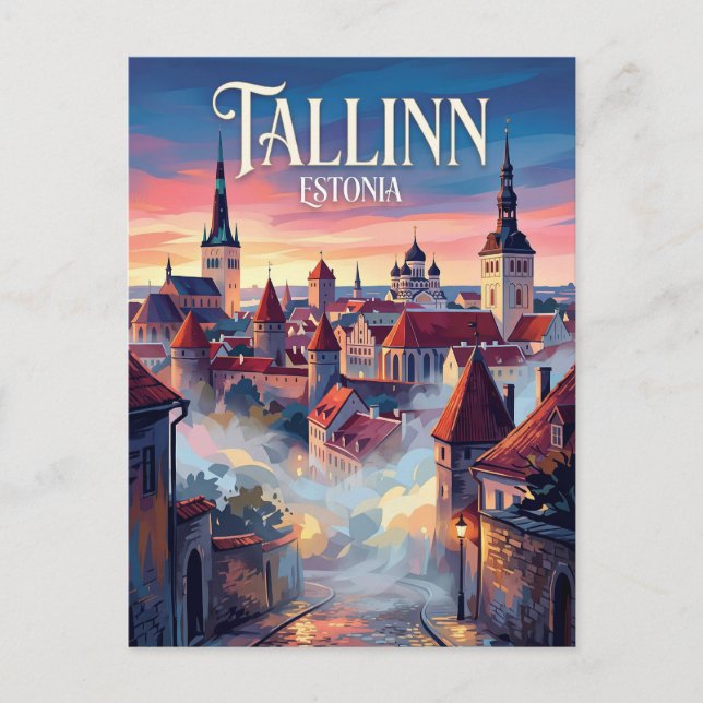 Cartão Postal Centro Histórico de Tallinn Estónia (Frente)