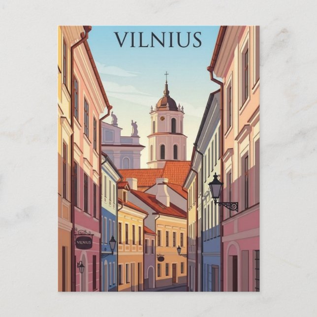Cartão Postal Centro Histórico de Vilnius Lituânia Viagem (Frente)