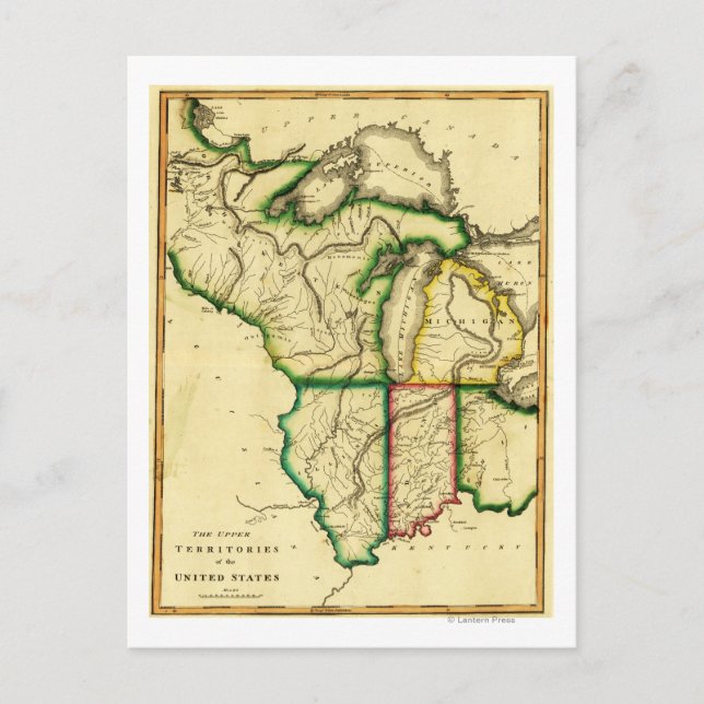 Cartão Postal Centro-Oeste dos Estados UnidosMapa Panorâmico (Frente)