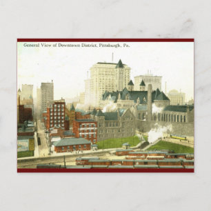 Cartão Postal Centro, Pittsburgh 1915 Vintage
