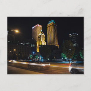 Cartão Postal Centro Tulsa À Noite OKLA