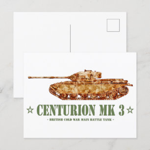 Cartão Postal Centurion MK 3 Tanque britânico MBT da Guerra Fria
