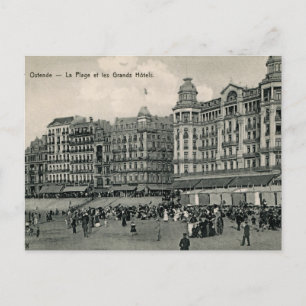 Cartão Postal cerca de 1900 Ostend Beach e Grands Hotels