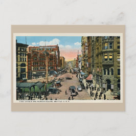 Cartão Postal cerca de 1900 Seattle First Avenue e Pioneer Squar