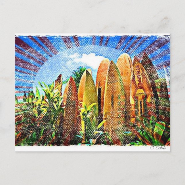 Cartão Postal Cerca de Maui Surfboard (Frente)