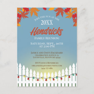 Cartão Postal Cerca de piquete de Reunião da Família de Queda de