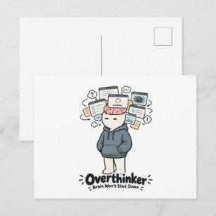 Cartão Postal Cérebro de Pensador Excessivo Não Desliga Meme Eng