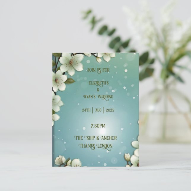 Cartão Postal Cereja Whimsical floresce com Sparkles (Em pé/Frente)