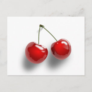 Cartão Postal cerejas cartoon fruta comida dois vermelho-31484 v