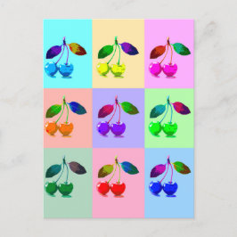Cartão Postal Cerejas Coloridas - Pop Art