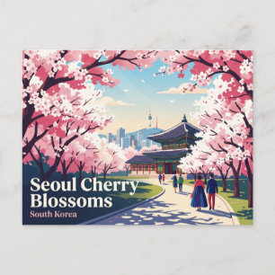 Cartão Postal Cerejeiras em flor em Seul Coreia do Sul