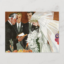 Cartão Postal Cerimônia de casamento vintage com noiva e noiva