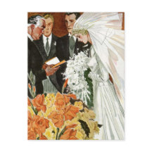 Cerimônia de casamento vintage com noiva e noiva