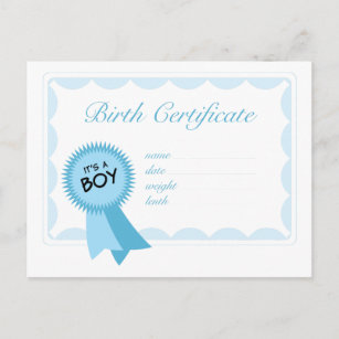 Cartão Postal Certificado de Nascimento do Menino
