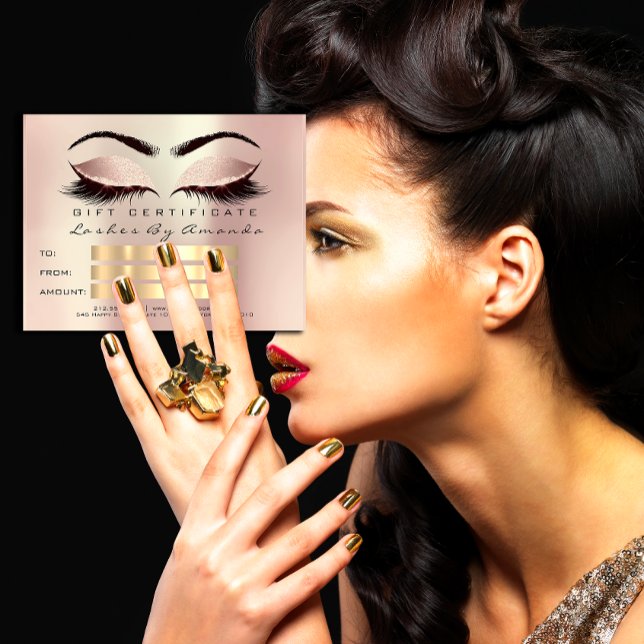 Cartão Postal Certificado de Presente Cosmetólogo Lash Pink (Gift Certificate Makeup Cosmetologist Lash Pink Postcard)