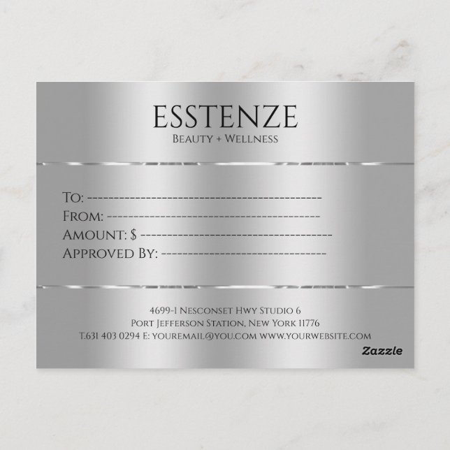 Cartão Postal Certificado de presente de textura prateada falsa  (Verso)
