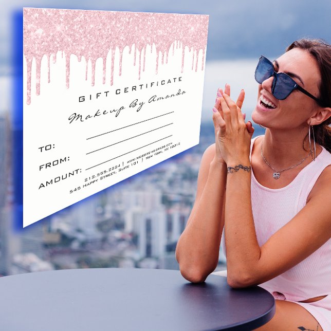 Cartão Postal Certificado de Presente Extensão de Cílios Maquiag (Gift Certificate Lashes Extension Makeup Pink Postcard)