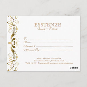 Cartão Postal Certificado de Presente Floral Dourado no & Branco
