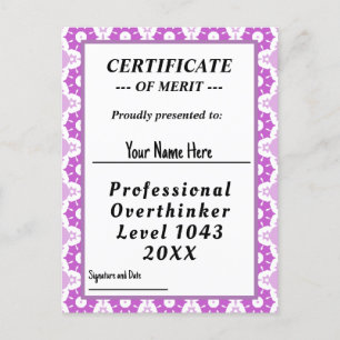 Cartão Postal certificado de superpensador profissional