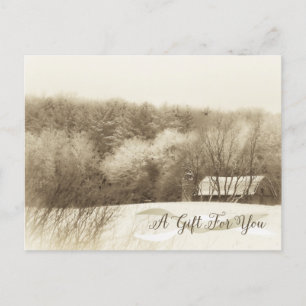 Cartão Postal Certificado Rustic Winter Landscape Holiday Gift