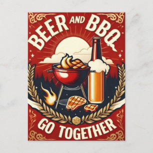Cartão Postal Cerveja e Churrasco Combinam Verão