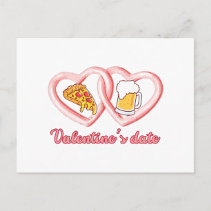 Cartão Postal Cerveja Pizza Jantar de Dia dos Namorados