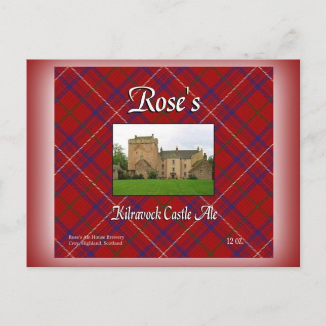 Cartão Postal Cerveja Rose's Kilravock Castle Ale (Frente)