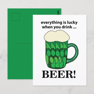Cartão Postal Cerveja Verde Dia de São Patrício Sortudo Cerveja 