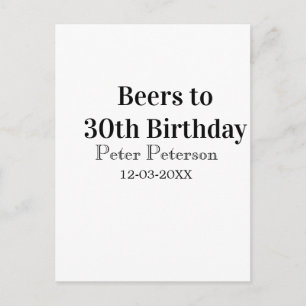 Cartão Postal Cervejas para o 30º aniversário nome data homem el